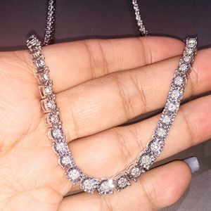 10k white gold Vermeil Genuine REAL diamond women’s tennis chain Stunning Gift!